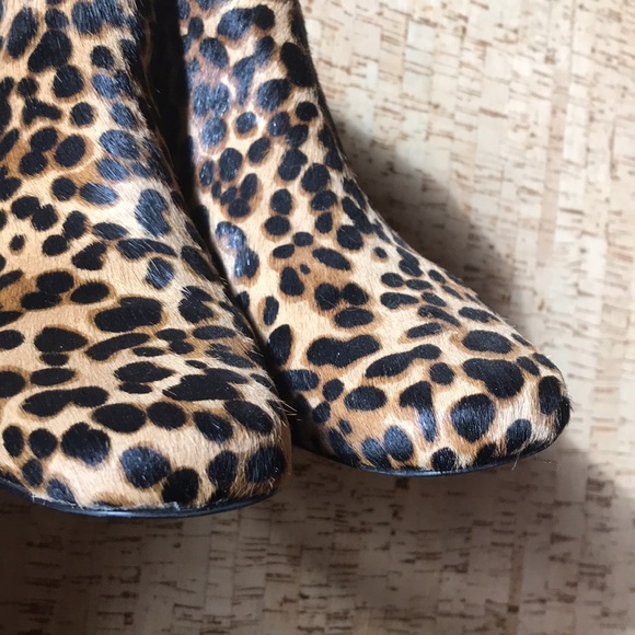Nine West Huggins Leopard Print Genuine Calf Hair Ankle Boot Bootie 7.5 - Picture 6 of 10